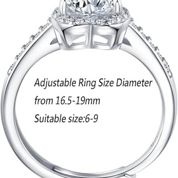 1 Carat G color VVS1 Moissanite Adjustable Engagement Flower Ring 925 Silver - Picture 3 of 5